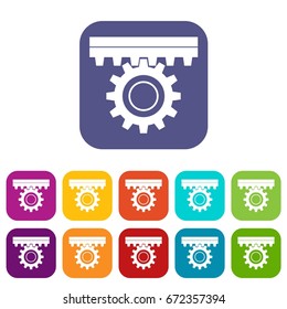 One gear icons set vector illustration in flat style In colors red, blue, green and other