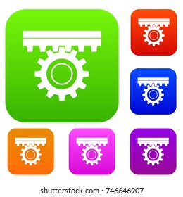 One gear set icon color in flat style isolated on white. Collection sings vector illustration