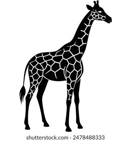  one giraffe silhouettes vector illustration