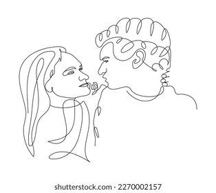 One girl and one boy looking at each other, romantic couple