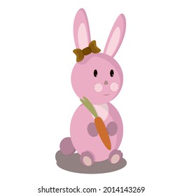one girl bunny with a carrot in a lapkaz and a bow n6a in the ear