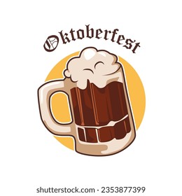 one glass of beer flat illustration design