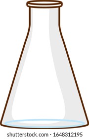 One glass flask on white background illustration