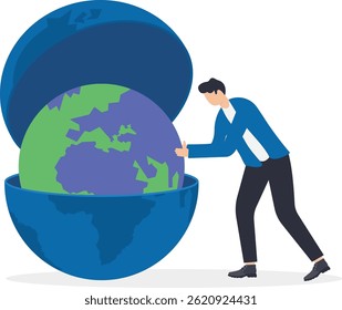 one globe inside another, global warming heating impact concept. Change climate concept.


