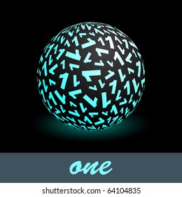 ONE. Globe with number mix. Vector illustration.