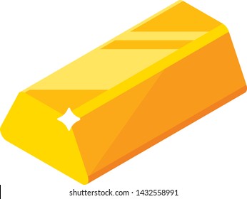 Eine Goldbar oder ein Ingwer. Flaches isometrisches Illustration. Vektorgrafik.  Einziger Goldbarren.