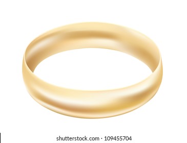 One gold ring on white background. Vector