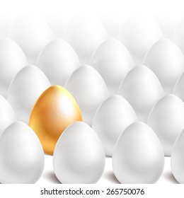One golden egg among many white errs.