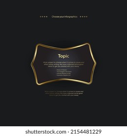 One Golden luxury option buttons design on dark background, a premium button infographic option vector, illustration