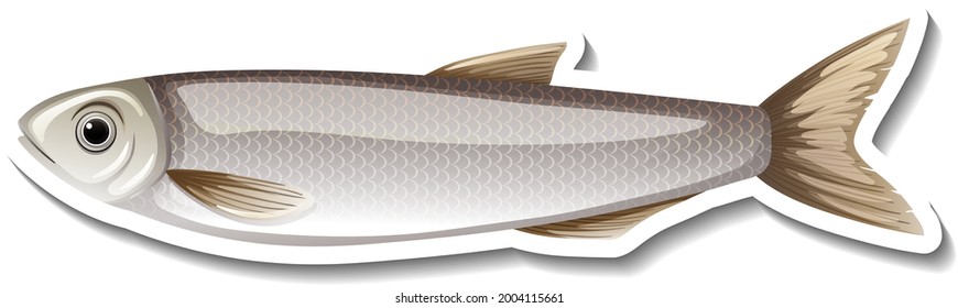 Ilustración de una caricatura de pescado gris