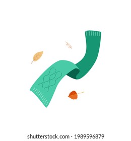 Una bufanda verde de otoño con un patrón de líneas. Ropa para la reunión de otoño
