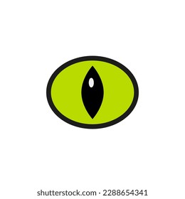 One green cat eye with a large narrow pupil. Cat's eye without head and body.