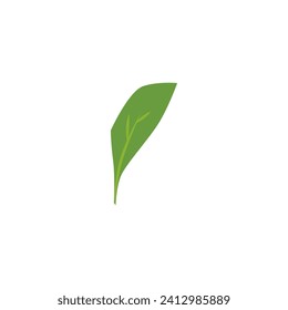 Un icono de hoja verde. Foliage de té de hierbas recién hecho. Decoración vegetal vectorial floral de un solo elemento plano aislado en blanco. Ingrediente de cicatrización de fragantes naturales