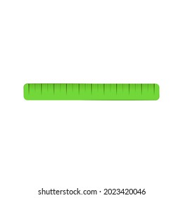 one green ruler isolated on white background. Vector flat illustration. Concession object, office supplies, study object. 