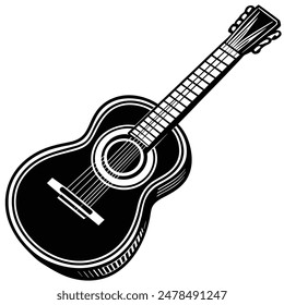  one guitar silhouette vector illustration