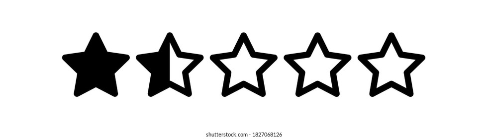 One And A Half Stars Rating Vector graphic illustration for any purposes