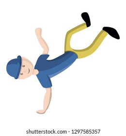 One hand boy dance icon. Cartoon of one hand boy dance vector icon for web design isolated on white background