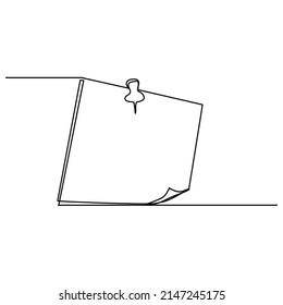 one hand drawn continuous line illustration vector design note paper