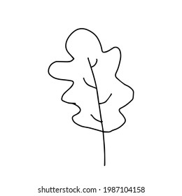 Una hoja dibujada a mano para la decoración de invierno y otoño. Ilustración del vector Doodle. Para el diseño de tarjetas, carteles, textiles. Aislado sobre fondo blanco