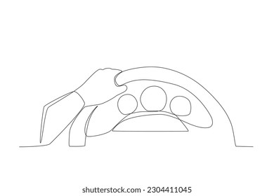 One hand driving a car. Dia do motorista one-line drawing