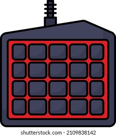 Diseño de iconos de vectores para el concepto Keypad de juegos de una mano, símbolo de deportes electrónicos o de deportes de la mente, signo de equipo deportivo digital, hardware de videojuegos, ilustración de material de archivo