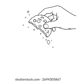 one hand holding half a cut cookie