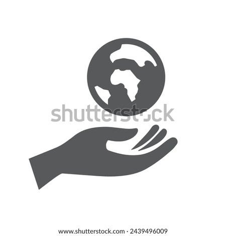 One hand holds the planet, icon.