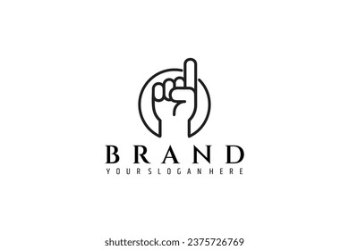 One hand logo or one finger logo, logo vector line design template