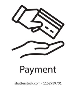 
One hand offering a card for payment to another showing direct payment icon
