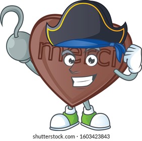 one hand Pirate one bite love chocolate cartoon character wearing hat