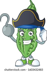 one hand Pirate bitter melon cartoon character wearing hat