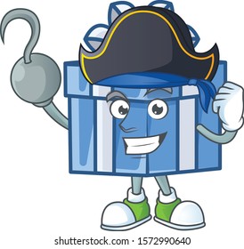 one hand Pirate blue gift box cartoon style