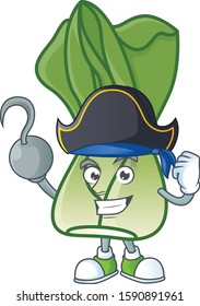 one hand Pirate bok choy cartoon character wearing hat