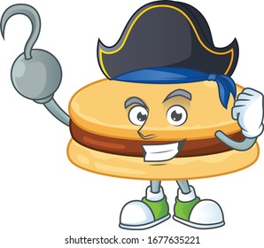 One hand Pirate cartoon design style of brown alfajor wearing a hat