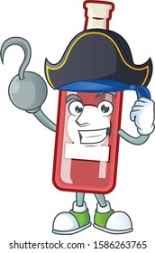 one hand Pirate champagne red bottle cartoon style