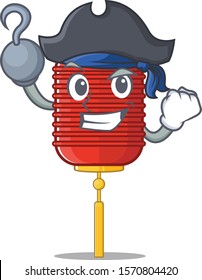 one hand Pirate chinese lantern mascot cartoon style