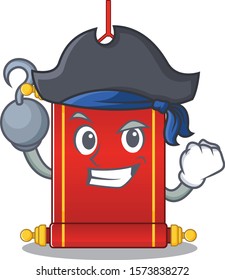 one hand Pirate chinese scrolls mascot cartoon style