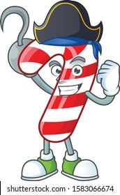 one hand Pirate christmas candy cane cartoon style