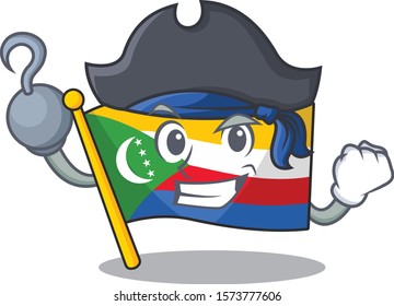 one hand Pirate flag comoros mascot cartoon style