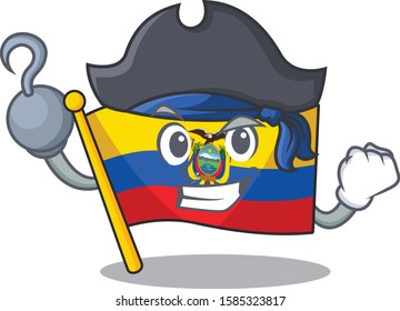 one hand Pirate flag ecuador mascot cartoon style