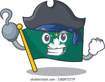 one hand Pirate flag macau mascot cartoon style