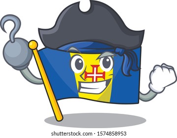 one hand Pirate flag madeira mascot cartoon style