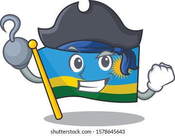 one hand Pirate flag rwanda mascot cartoon style