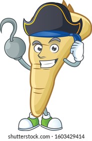 one hand Pirate parsnip cartoon character wearing hat