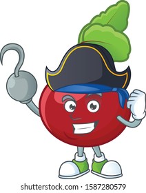one hand Pirate red beet greens cartoon character wearing hat