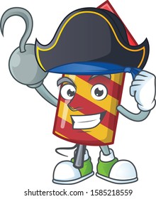 one hand Pirate red stripes fireworks rocket cartoon style