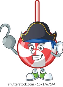 one hand Pirate striped peppermint candy cartoon style