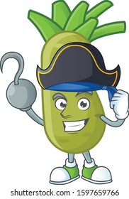 one hand Pirate wasabi cartoon character wearing hat