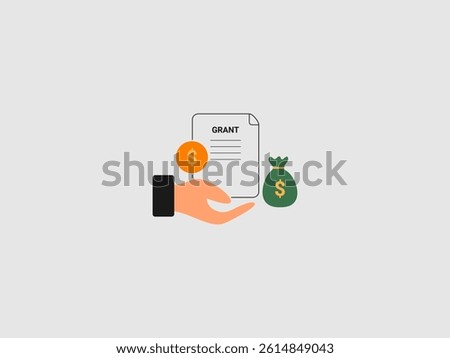 One hand is placing a coin with a dollar sign onto the document