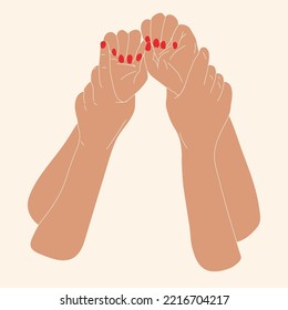 One hand restrains the other. Vector